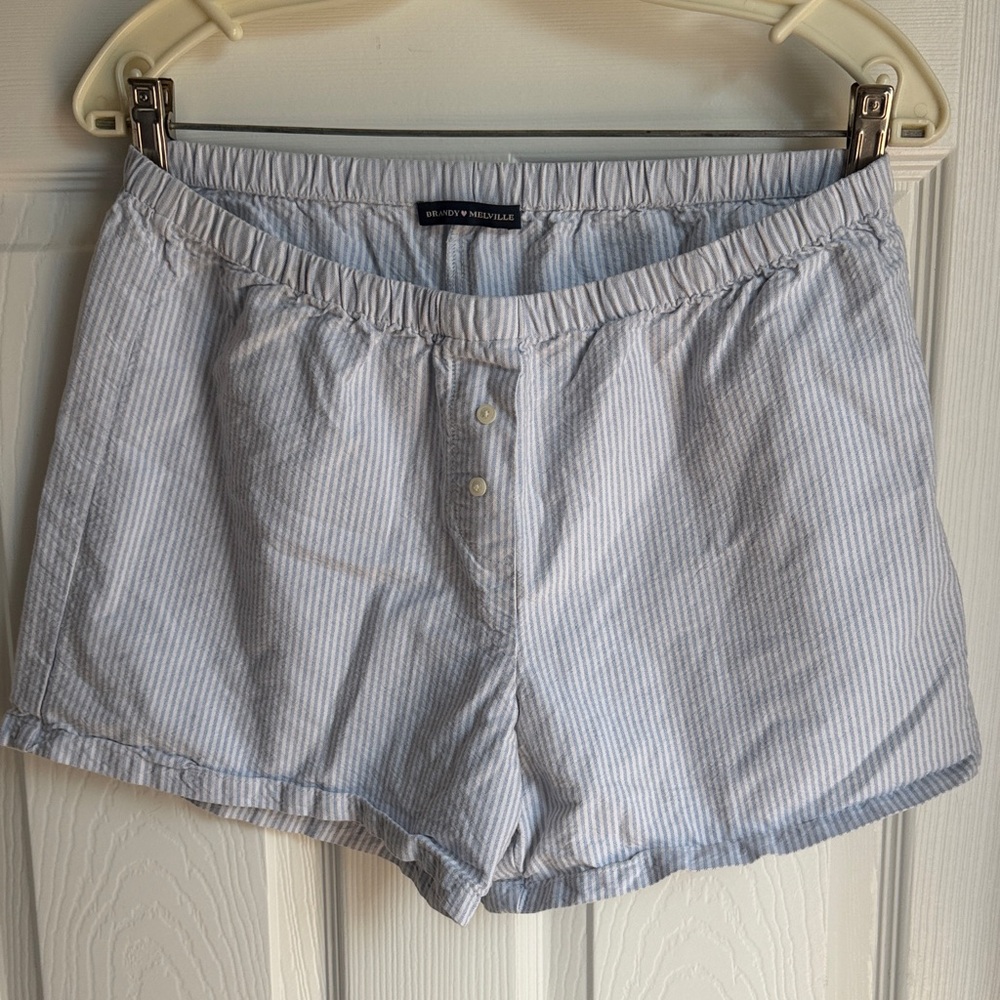 Brandy Melville Blue Striped Pajama Shorts